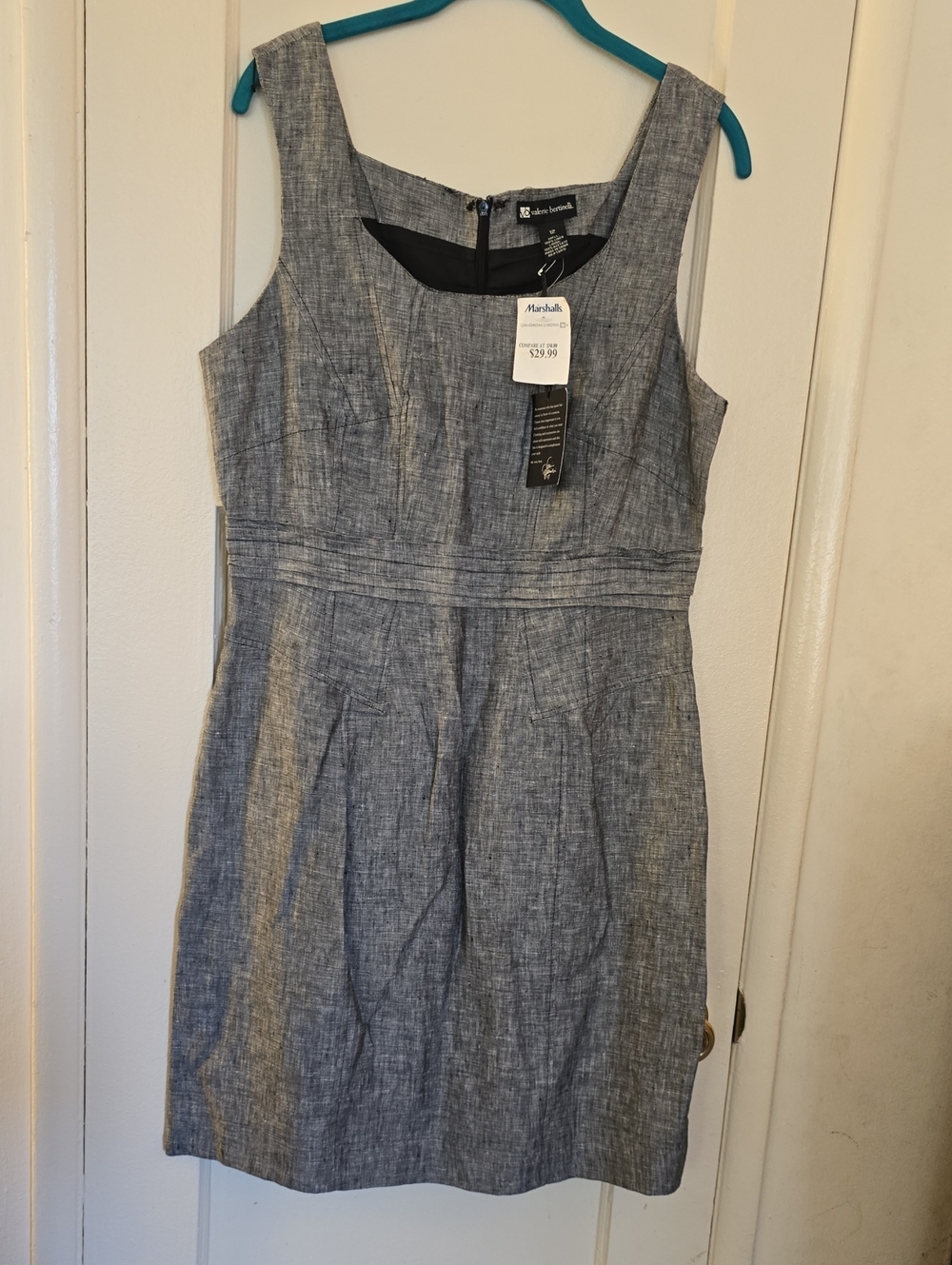 Valerie Bertinelli Sleeveless Black Chambray Midi Dress